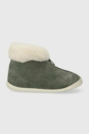 Otroški zimski čevlji iz semiša Pom D'api SWEET ZIP FUR siva barva - siva. Zimski čevlji iz kolekcije Pom D'api. Podloženi model izdelan iz semiš usnja.