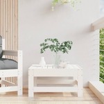 vidaXL Vrtni stolček za noge bela trdna borovina