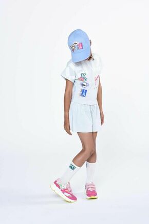 Otroški bombažni kombinezon Kenzo Kids - modra. Otroške kombinezon iz kolekcije Kenzo Kids. Model s kratkimi rokavi
