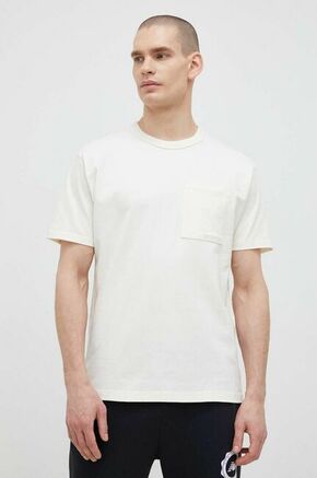 Bombažna kratka majica New Balance bež barva - bež. Kratka majica iz kolekcije New Balance. Model izdelan iz enobarvne pletenine. Izjemno udoben material