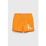 Otroške kopalne kratke hlače Calvin Klein Jeans oranžna barva - oranžna. Otroški kopalne kratke hlače iz kolekcije Calvin Klein Jeans. Model izdelan iz lahkega blaga. Model s povečano vodoodpornostjo.