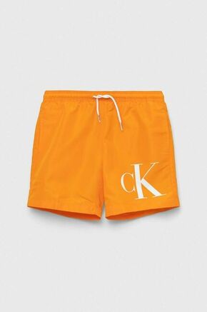 Otroške kopalne kratke hlače Calvin Klein Jeans oranžna barva - oranžna. Otroški kopalne kratke hlače iz kolekcije Calvin Klein Jeans. Model izdelan iz lahkega blaga. Model s povečano vodoodpornostjo.