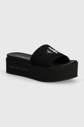 Natikači Calvin Klein Jeans Flatform Sandal Met YW0YW01036 Black BDS