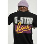 Bombažna kratka majica G-Star Raw črna barva - črna. Lahkotna kratka majica iz kolekcije G-Star Raw, izdelana iz pletenine, prijetne na otip. Model iz izjemno udobne bombažne tkanine.