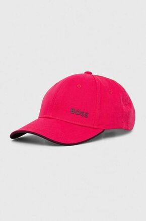 Bombažna bejzbolska kapa Boss Green roza barva - roza. Kapa s šiltom vrste baseball iz kolekcije Boss Green. Model izdelan iz enobarvne tkanine.