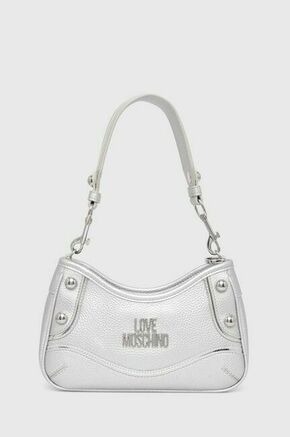 Torbica Love Moschino srebrna barva - srebrna. Majhna torbica iz kolekcije Love Moschino. Model na zapenjanje