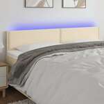 Greatstore LED posteljno vzglavje krem 200x5x78/88 cm blago