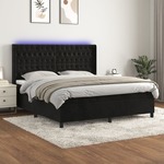 Box spring postelja z vzmetnico LED črna 180x200 cm žamet - vidaXL - črna - 85,91 - 180 x 200 cm - vidaXL