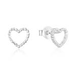 Beneto Srebrni minimalistični uhani v obliki srca AGUP2711