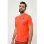 Kratka majica za tek New Balance Q Speed oranžna barva - oranžna. Kratka majica za tek iz kolekcije New Balance. Model izdelan iz hitrosušečega materiala.