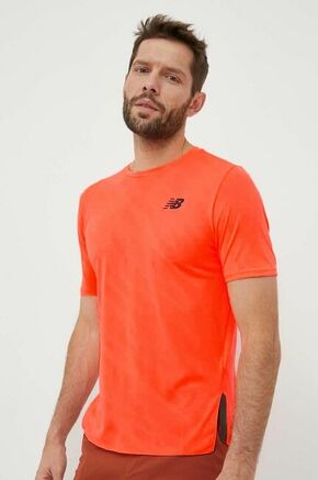 Kratka majica za tek New Balance Q Speed oranžna barva - oranžna. Kratka majica za tek iz kolekcije New Balance. Model izdelan iz hitrosušečega materiala.