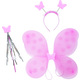WEBHIDDENBRAND Metuljeva krila svetlo roza barve z naglavnim trakom in paličico