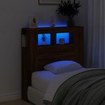 vidaXL LED posteljno vzglavje rjavi hrast 100x18,5x103,5 cm inž. les
