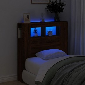 VidaXL LED posteljno vzglavje rjavi hrast 100x18