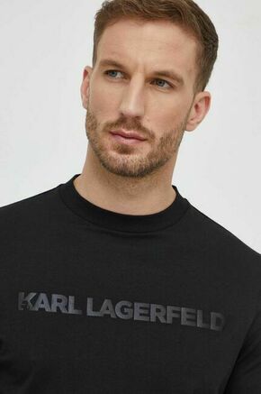 Bombažna majica z dolgimi rokavi Karl Lagerfeld črna barva - črna. Majica z dolgimi rokavi iz kolekcije Karl Lagerfeld. Model izdelan iz tanke