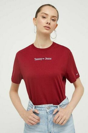 Bombažna kratka majica Tommy Jeans bordo barva - bordo. Kratka majica iz kolekcije Tommy Jeans