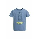 Otroška bombažna kratka majica Jack Wolfskin MORE HUGS - modra. Otroška kratka majica iz kolekcije Jack Wolfskin. Model izdelan iz tanke, rahlo elastične pletenine.