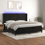 Box spring postelja z vzmetnico LED črna 200x200 cm žamet - vidaXL - črna - 95,73 - 200 x 200 cm - vidaXL