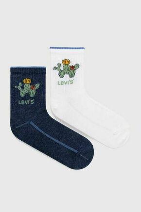 Nogavice Levi's 2-pack - modra. Visoke nogavice iz kolekcije Levi's. Model izdelan iz elastičnega