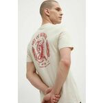 Bombažna kratka majica Rip Curl moški, bež barva - bež. Kratka majica iz kolekcije Rip Curl, izdelana iz elastične pletenine. Model iz zračne bombažne tkanine.
