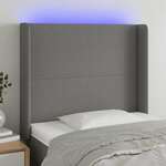 shumee LED posteljno vzglavje temno sivo 103x16x118/128 cm blago