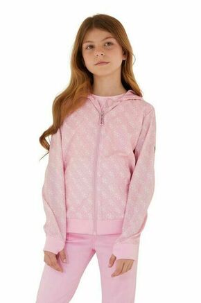 Otroška jakna Guess roza barva - roza. Otroški jakna iz kolekcije Guess. Nepodložen model