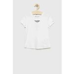 Otroška bombažna kratka majica Tommy Hilfiger bela barva - bela. Otroški kratka majica iz kolekcije Tommy Hilfiger. Model izdelan iz pletenine z nalepko.