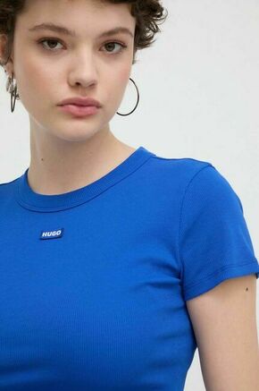 Kratka majica Hugo Blue ženski - modra. Kratka majica iz kolekcije Hugo Blue