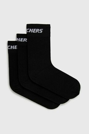 Nogavice Skechers - črna. Visoke nogavice iz kolekcije Skechers. Model izdelan iz elastičnega materiala. V kompletu so trije pari.