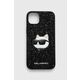 Karl Lagerfeld iphone 14 plus 6,7" črno/črno trdo ohišje gliter choupette patch