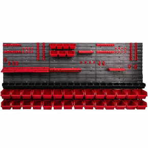 Botle Stenska plošča za orodje 173 x 78 cm z 57 kos Škatla viseče Rdeča in Črna škatle plastika XL