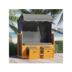 VIDAXL Stol za na plažo s streho poli ratan in trden les črn/antracit
