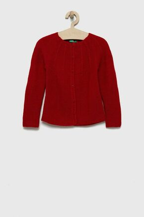 Otroški pulover s primesjo volne United Colors of Benetton rdeča barva - rdeča. Otroški Jopica iz kolekcije United Colors of Benetton. Model z okroglim izrezom