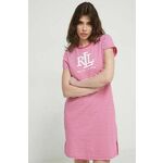 Spalna srajca Lauren Ralph Lauren ženska, roza barva - roza. Spalna srajca iz kolekcije Lauren Ralph Lauren. Model izdelan iz elastične pletenine. Model iz izjemno udobne tkanine z visoko vsebnostjo bombaža.