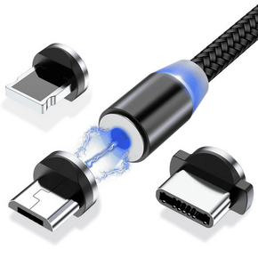 MG 3in1 magnetno USB kabel + plug adapter Micro USB / USB-C / Lightning 1m