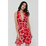 Obleka Sisley rdeča barva, - rdeča. Obleka iz kolekcije Sisley. Nabran model izdelan iz vzorčastega materiala.