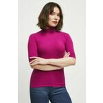 Kratka majica Medicine ženski, vijolična barva - roza. Kratka majica iz kolekcije Medicine. Model izdelan iz enobarvne pletenine.