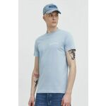 Bombažna kratka majica Karl Lagerfeld Jeans moški - modra. Kratka majica iz kolekcije Karl Lagerfeld Jeans, izdelana iz pletenine, prijetne na otip. Model iz visokokakovostnega in trajnostnega materiala.