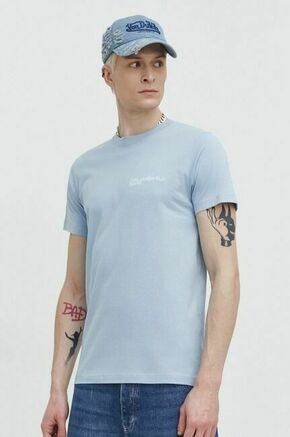 Bombažna kratka majica Karl Lagerfeld Jeans moški - modra. Kratka majica iz kolekcije Karl Lagerfeld Jeans