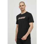 Bombažna kratka majica Guess EGBERT moška, črna barva, Z4GI11 I3Z14 - črna. Kratka majica iz kolekcije Guess, izdelana iz pletenine s potiskom. Model iz izjemno udobne bombažne tkanine.