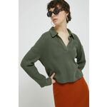 Bluza Abercrombie &amp; Fitch ženska, zelena barva - zelena. Bluza iz kolekcije Abercrombie &amp; Fitch. Model z ovratnikom, izdelan iz tanke, elastične pletenine.
