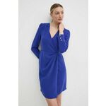 Obleka Morgan RQUERI RQUERI - modra. Obleka iz kolekcije Morgan. Model izdelan iz enobarvne tkanine. Poliester zagotavlja večjo odpornost na gubanje.