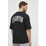Bombažna kratka majica Champion moška, črna barva, 219855 - črna. Kratka majica iz kolekcije Champion, izdelana iz tanke, elastične pletenine. Model iz izjemno udobnega, visokokakovostnega materiala.