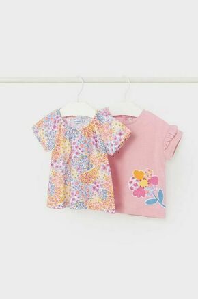 Otroška bombažna majica Mayoral 2-pack roza barva - roza. Za dojenčke kratka majica iz kolekcije Mayoral. Model izdelan iz udobne pletenine. Model iz zračne bombažne tkanine.