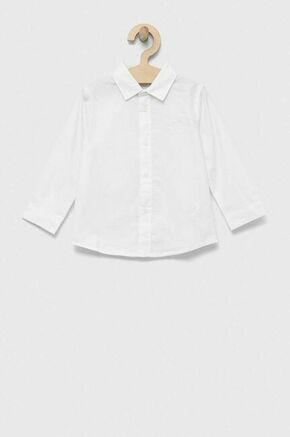 Otroška bombažna srajca United Colors of Benetton bela barva - bela. Otroški srajca iz kolekcije United Colors of Benetton. Model izdelan iz enobarvne tkanine.