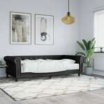 vidaXL Dnevna postelja z vzmetnico črna 90x200 cm umetno usnje