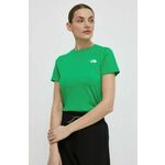 Kratka majica The North Face ženska, zelena barva, NF0A87NHPO81 - zelena. Kratka majica iz kolekcije The North Face, izdelana iz tanke, elastične pletenine. Model iz izjemno udobne bombažne tkanine.