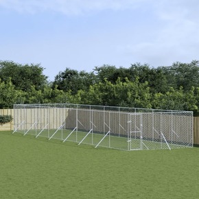 Vidaxl Zunanja pasja ograda srebrna 4x16x2 m pocinkano jeklo
