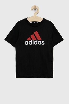 Otroška bombažna kratka majica adidas U BL 2 TEE črna barva - črna. Otroška lahkotna kratka majica iz kolekcije adidas. Model izdelan iz tanke