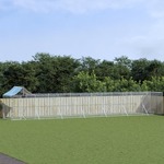 Vidaxl Zunanja pasja ograda s streho srebrna 14x2x2,5m pocinkano jeklo